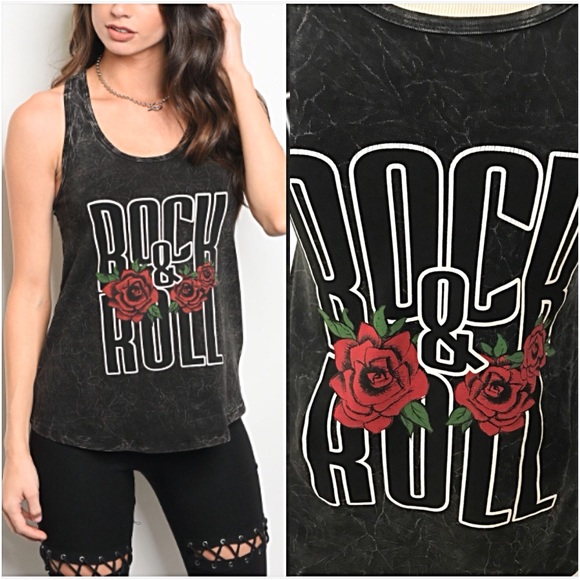 📍SALE Rock & Roll Graphic Racerback Tank Top S - Picture 5 of 8